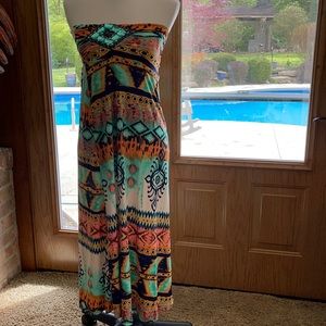 Vensus Strapless Embellished Colorful Dress